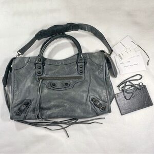 2009 Balenciaga The City Bag 115748 Anthracite 2Way Tote Lambskin